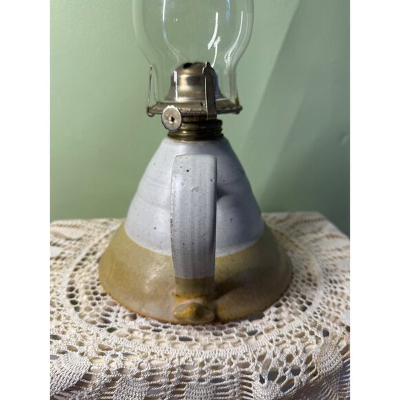 Vintage 70's Stoneware Art Pottery Hurricane Lamp - Picture 8 of 10